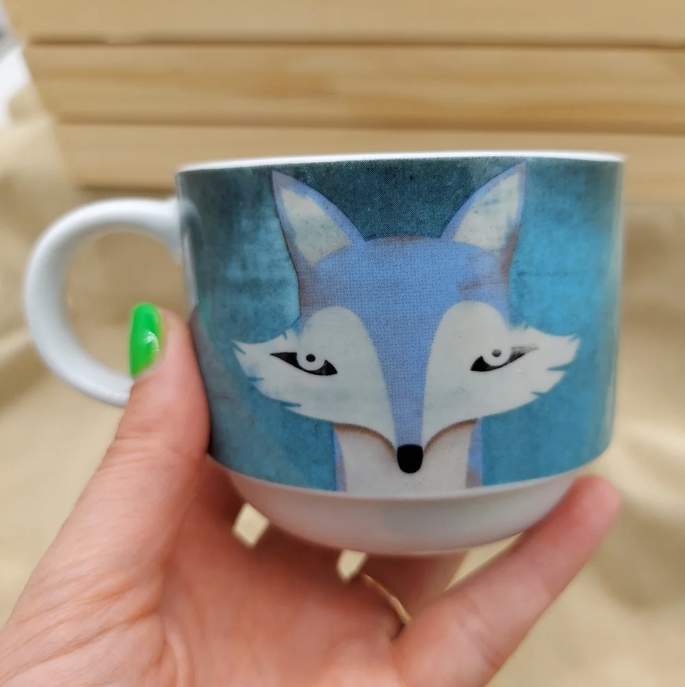 Artic Animals Pier 1 Imports Mugs Colorful Stacking Coffee Tea 4 Piece Set